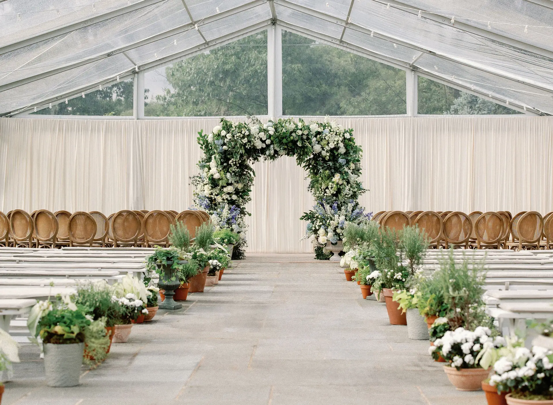 Clearspan Structure at Cedar Lakes Estate
Ceremony Clearspan Structure Tent
Rain Plan Ceremony Tent
Outdoor Wedding Ceremony
Greenwich Tent Event Rentals serving CT, NY, RI MA
Luxury Event Tent Rentals