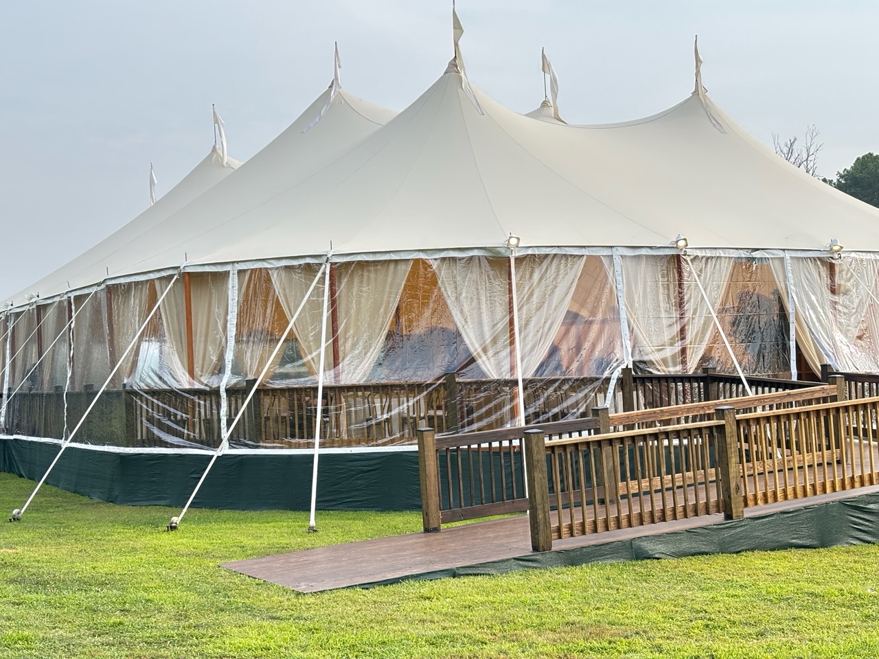 sperry tent with custom railing