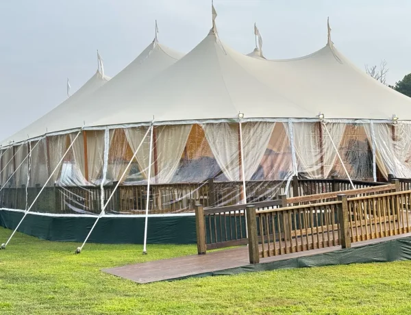 sperry tent with custom railing