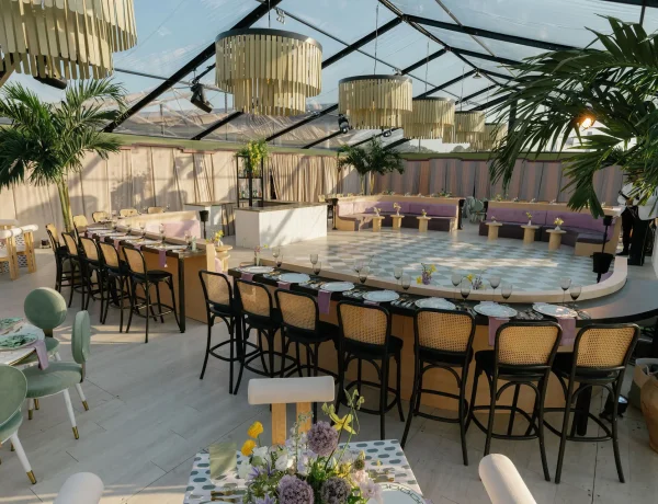 black frame tent wedding