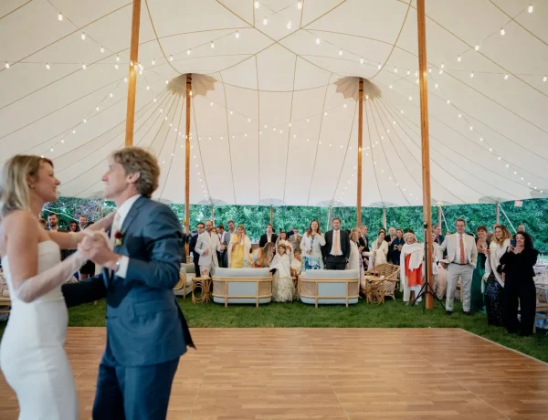 sperry tent bistro lighting for wedding reception in Westport, Connecticut